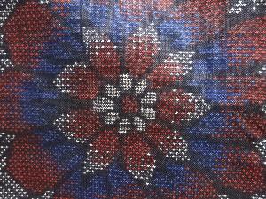 アンティーク　花模様織り出し本場泥大島紬着物（5マルキ）